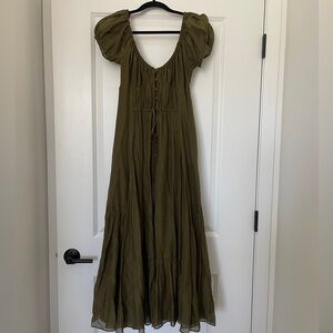 La Ligne Scoop Neck Olive A-Line Dress